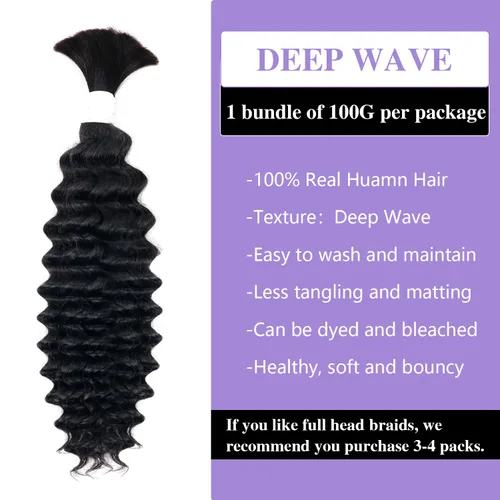 Miniatura 3 de Liqusee Cabello Humano para Trenzar 3.53 oz Un Paquete 14 Pulgadas Negro Natural Ondulado Rizado a Granel Cabello Humano para Trenzar Sin Trama 100%