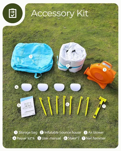 Miniatura 6 de Outfunny - Casa hinchable blanca con tobogán, casa hinchable interior para niños de 3 a 8 años con pozo de bolas, área de rebote de 6.5 x 6.5 pies
