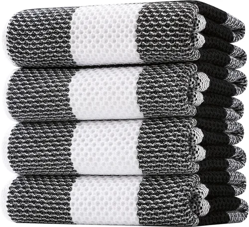 Miniatura 27 de Homaxy Paños de cocina 100% algodón, tejido gofre a cuadros, 12 x 12 pulgadas, toallas para platos súper suaves y absorbentes, de secado rápido