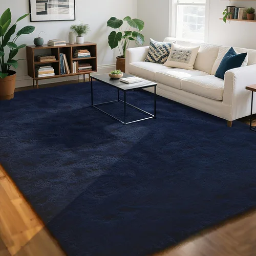 Miniatura 28 de HOMORE Alfombra de pasillo de 2 x 4 pulgadas, alfombra negra para dormitorio, alfombras esponjosas para pasillo, mesita de noche, alfombras largas