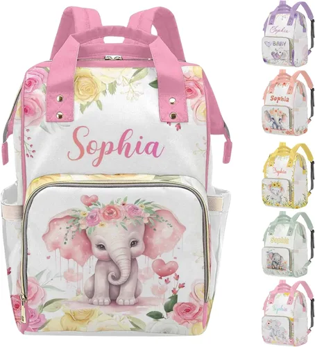 Miniatura 13 de Mochila personalizada para pañales con nombre, mochila grande multifuncional personalizada para pañales de gran capacidad, bolsa de mamá para nueva