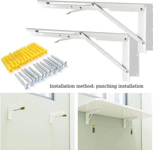 Miniatura 7 de Mesa plegable para lavandería, mesa de madera montada en la pared, soporte resistente, mesa de pared resistente, mesa plegable flotante, mesa