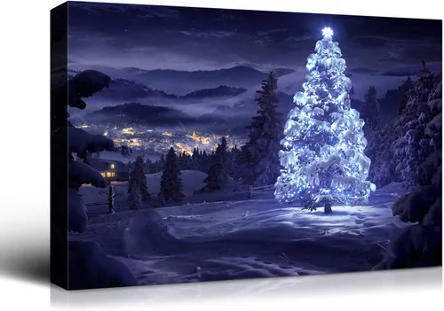 Miniatura 17 de Denozer - Arte de pared de muñeco de nieve de Navidad, impresiones artísticas sobre lienzo para dormitorio, sala de estar, decoración de pared