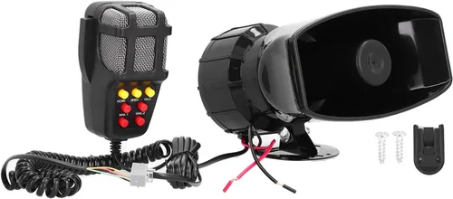 Joyzan Sirena para Auto con Altavoz, Bocina, Micrófono, Sistema de Altavoces PA, Alarma de Advertencia de Sonido Eléctrico de 7 Tonos, Amplificador
