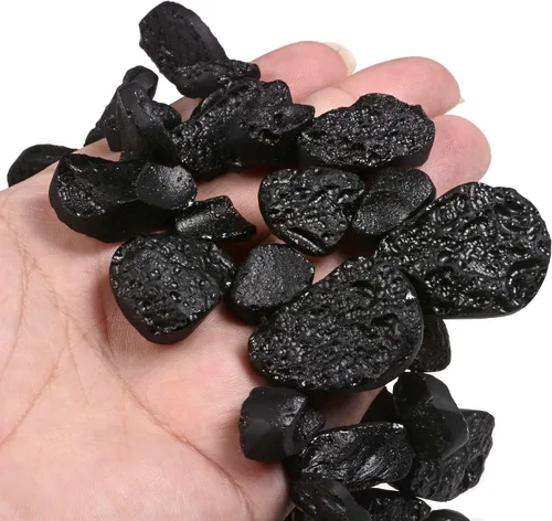 Miniatura 5 de Natural Tektite Slice Chips Rock DIY Joyería Hacer Cuentas 16 Pulgadas
