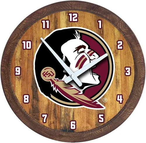 Miniatura 104 de The Fan-Brand NCAA Oklahoma Sooners: Reloj de pared con parte superior de barril de imitación para decoración de bar, decoración de fiesta