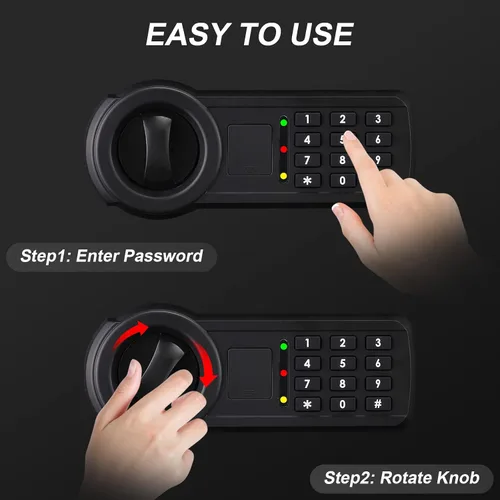Miniatura 7 de Tenamic Caja de seguridad de 0.8 pies cúbicos a prueba de fuego, impermeable, caja fuerte para el hogar, caja de seguridad pequeña con teclado, caja