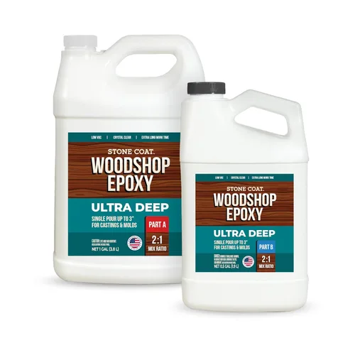 Stone Coat Woodshop Epoxy Ultra Deep, kit de 1.5 galones, resina epoxi transparente para vertido profundo, apto para alimentos, resistente a los
