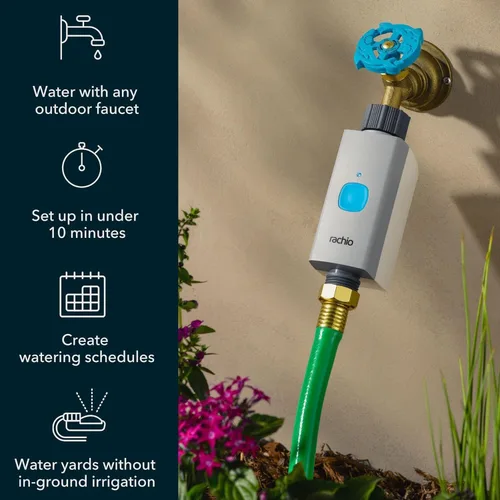 Miniatura 4 de Rachio Temporizador inteligente de manguera (solo 1 válvula) – Temporizador de grifo para exteriores controlado por aplicación, instalación rápida
