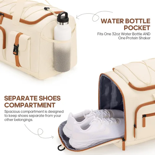 Miniatura 5 de Bolsa de gimnasio para hombres y mujeres con compartimento para zapatos y laptop, bolsa de viaje deportiva 3 en 1, mochila antirrobo para avión