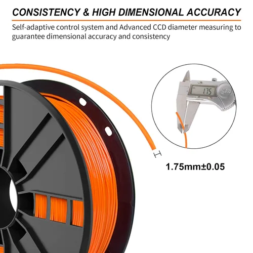Miniatura 4 de Filamento TPU de 1.75mm, naranja flexible, bobina de 2.0lbs, precisión dimensional +/- 0.05mm, TPU blando 95A