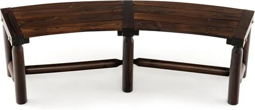 Miniatura 9 de Tangkula Banco de patio curvo, banco de comedor de madera carbonizada, asiento espacioso y con listones, carga máxima de 710 LBS, banco de 2 plazas