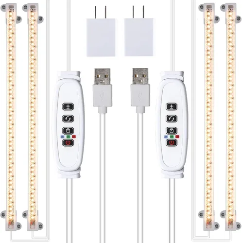 Miniatura 21 de RWNTAO Lámpara de cultivo de una tira de 2 unidades, tiras de luz LED de espectro completo para plantas de interior con temporizador de encendido