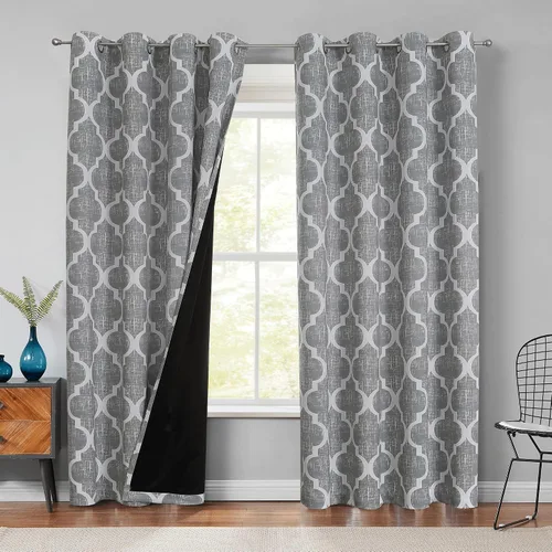 Miniatura 41 de Beauoop Cortinas 100% Opacas de 45 Pulgadas de Largo, 2 Paneles para Dormitorio, Sala de Estar, Gris Aqua Marroquí Geométrico, Oscurecimiento