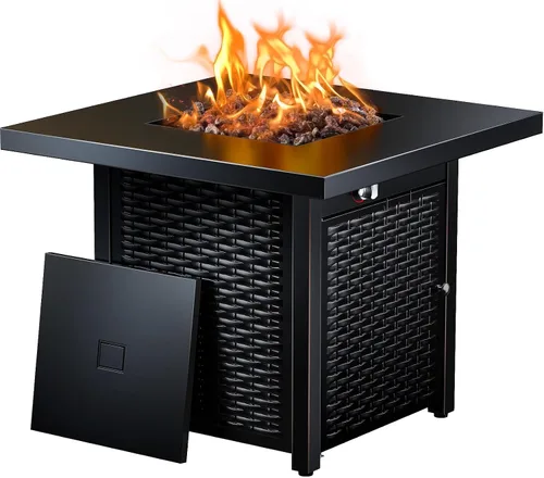 Miniatura 11 de Ciays Protector de viento de vidrio de 28 pulgadas / 32 pulgadas para fogata de propano, se adapta a mesa de gas de acero de 50,000 BTU, funciona
