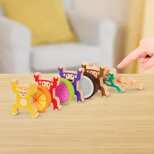Miniatura 6 de Juguete de monos apilables de madera para niños pequeños - Anillos entrelazados coloridos - Desarrolla habilidades motoras finas y mano