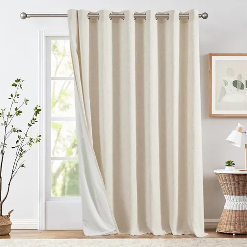 Miniatura 18 de jinchan Cortinas de 108 pulgadas Mezcla de Lino de Lino Semi Transparentes Filtrado de Luz y Resplandor Cortinas Extra Largas para Sala de Estar