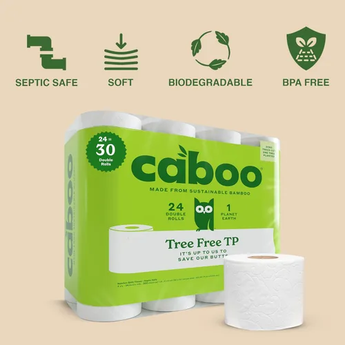 Miniatura 2 de Caboo papel higiénico de bambú Natural, séptico seguro Biodegradable papel higiénico, ecológico suave 2 capas hojas, CBT300-12, 1, 1