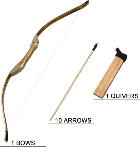 Miniatura 3 de Kids Bow and Arrow Set, 32 Inch Archery Set Handmade Wooden Toy Bow and Arrow for Kids 4-6 8-12, Cosplay Game Costume Prop Play, 1 Bows 1 Quivers