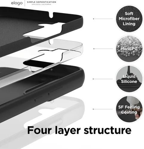 Miniatura 5 de elago Funda compatible con Samsung Galaxy S22 Ultra, funda de silicona líquida, funda protectora de cámara de cuerpo completo, a prueba de golpes