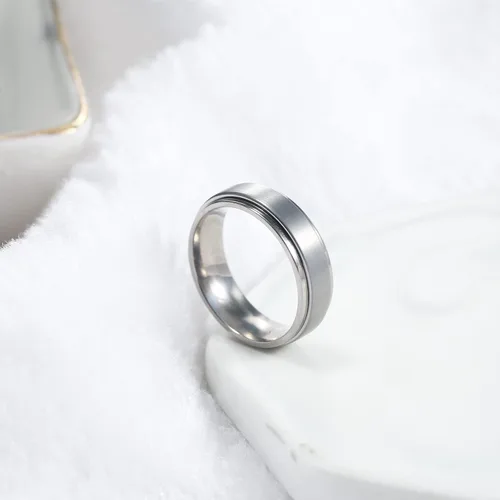 Miniatura 6 de Anillo giratorio de titanio de tungsteno de 0.2360.315 pulgadas para hombre, tamaño medio, sin níquel, anillo de ansiedad para hombres y mujeres
