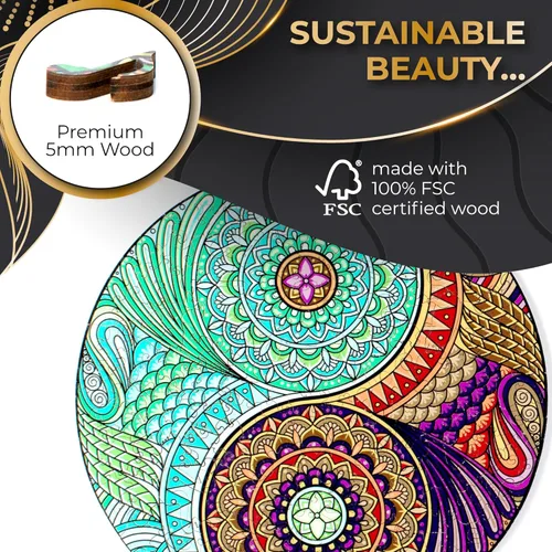 Miniatura 6 de ZenChalet - Rompecabezas Yin Yang de 200 piezas para adultos - Rompecabezas de madera para adultos, perfecto como regalo espiritual, piezas
