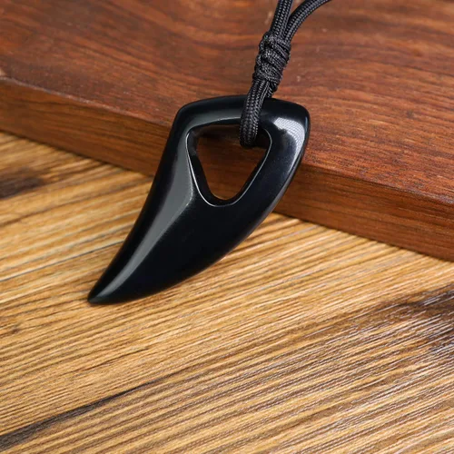 Miniatura 3 de COAI Collar con colgante de piedra de amuleto para hombre y mujer Piedra Obsidiana
