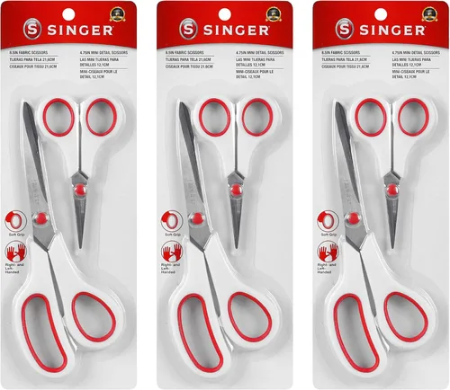 Miniatura 11 de Singer 3404 Tijeras, rojo y blanco (paquete de 1)