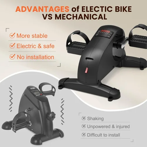 Miniatura 8 de LifeOG Ejercitador de pedales debajo del escritorio, mini bicicleta estática para personas mayores y terapia física con 12 velocidades ajustables