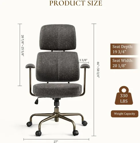 Miniatura 2 de EUREKA ERGONOMIC Sillas de escritorio de oficina en casa, silla ergonómica para computadora con respaldo alto, silla de oficina ejecutiva con Gris