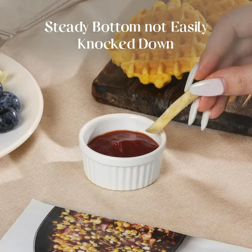 Miniatura 4 de DOWAN Cuencos para inmersión de 1.5 onzas, mini ramequines, pequeños platos de porcelana Ramekin, tazas de postre pequeños cuencos para condimentos