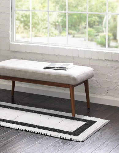 Miniatura 2 de Unique Loom Chindi Jute Collection - Alfombra de área (2 pies 2 pulgadas x 6 pies 1 pulgada, blanco y negro/negro)