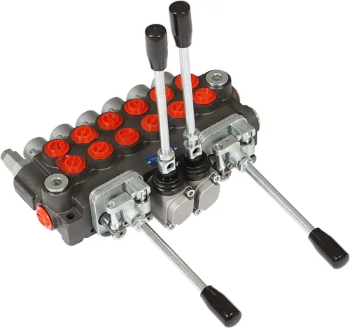 Miniatura 2 de Válvula de control direccional de retroexcavadora hidráulica de 2 joysticks, 6 carretes, 11 GPM