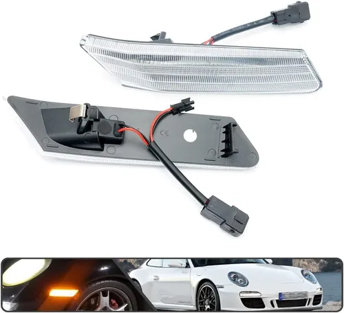 Miniatura 8 de 2 piezas de kit de luces de señal de giro laterales LED dinámicas secuenciales intermitentes para Porsche Carrera 2005-2013 para Boxster 987 Lente
