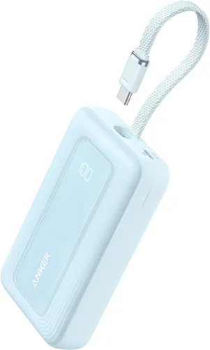 Anker Cargador portátil, banco de energía de 10,000 mAh 30 W, paquete de batería de carga rápida USB-C de entrada y salida, cargador de batería Azul
