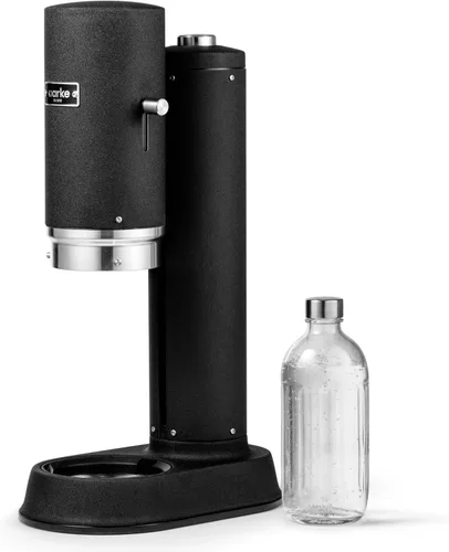 Aarke Carbonator Pro, máquina para agua con gas y carbonatada, acero inoxidable con botella reutilizable de vidrio, volumen 800 ml/27 fl oz (negro