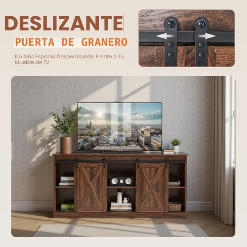 Miniatura 6 de Sweetcrispy Soporte de TV de granja de 65 pulgadas para sala de estar, dormitorio, centro de entretenimiento alto con estantes de almacenamiento