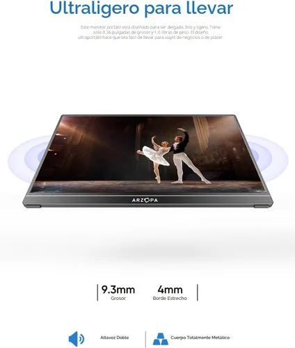Miniatura 7 de ARZOPA Monitor portátil de 15.6 pulgadas FHD 1080P – Monitor portátil ultradelgado para laptop con soporte – Pantalla IPS para PC, MAC, teléfono