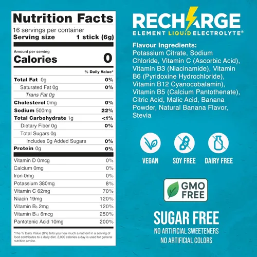 Miniatura 5 de Recharge Element Liquid Electrolyte® Hydration Boost Formula-Vanilla Chai Paquetes de Polvo de Electrolitos Mezcla de bebida sin azúcar, apta