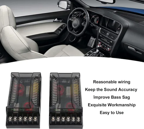 Miniatura 4 de Crossover pasivo de audio para automóvil, 2 vías de audio para automóvil, crossover sobrecorriente, disipación de calor, universal, divisor
