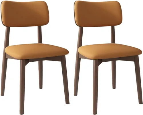 YVYKFZD Solid Wood Dining Chairs, Kitchen Chairs Set with Curved Backrest, Leather Upholstered Dining Room Chair, Armless Living Room Chair, for