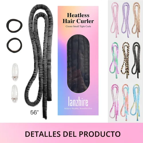 Miniatura 7 de Lanzhire Cintillo rizador sin calor para cabello largo y corto - Rizadores sin calor delgados para dormir (negro)