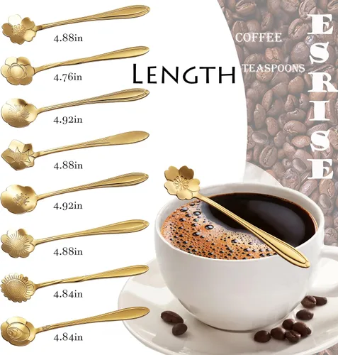 Miniatura 2 de 16 piezas de cucharaditas de té, cucharas de café bonitas de acero inoxidable ESRISE para decoraciones de fiesta de té (doradas)