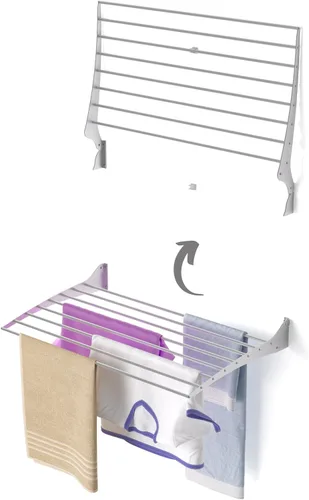 foxydry Tendedero plegable para colgar en la pared, vertical plegable para interiores y exteriores, en acero aluminio (31.5 in)