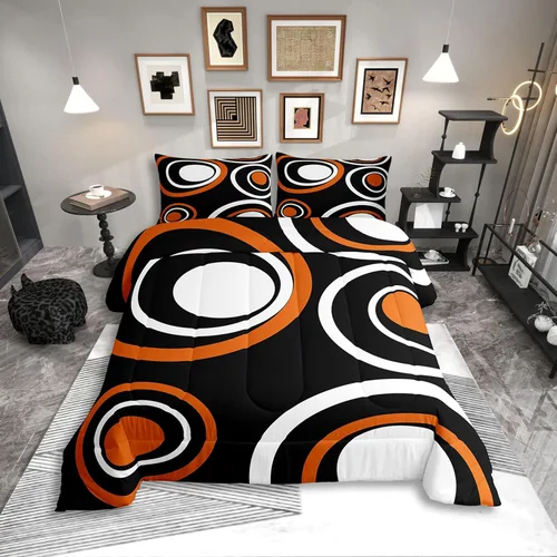 Miniatura 33 de Erosebridal Edredón Cuadrado para Niños y Niñas, Juego de Ropa de Cama Negro y Gris Blanco Azul Marino, Juego de Edredón Geométrico Completo