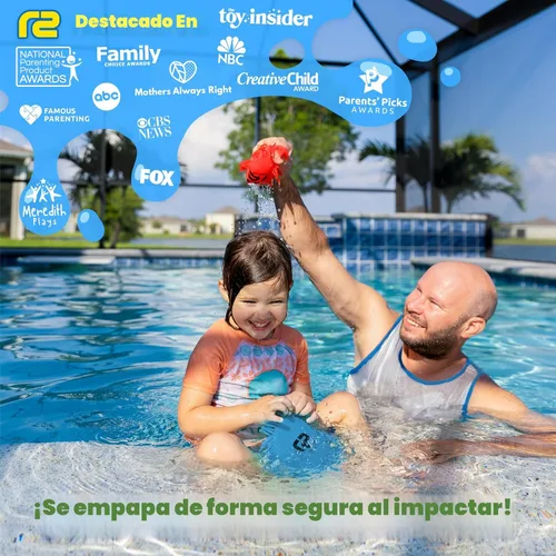Miniatura 2 de Juegos de playa Disco volador para piscina: 2 paquetes de discos de agua para niños - Empapa el objetivo al impacto - Los mejores juguetes de Rojo