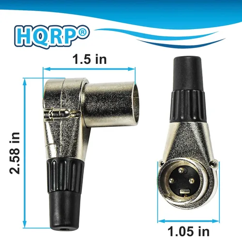 Miniatura 2 de HQRP Paquete de 2 conectores macho XLR de 3 pines ajustables en ángulo recto con 7 posiciones diferentes, compatible con banda de audio profesional