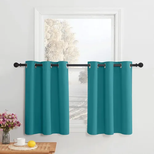 Miniatura 64 de NICETOWN Cortinas opacas de cocina para ventana sobre el fregadero, aislamiento térmico, decoración del hogar, pequeños niveles opacos con ojales