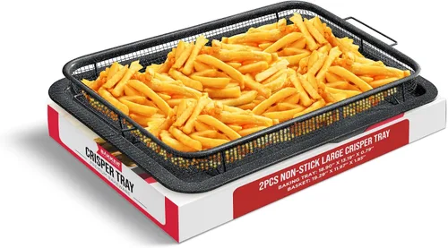 Miniatura 13 de Bakken Swiss - Bandeja para freidora de aire, 2 en 1, antiadherente, de cobre, con malla elevada, ideal para horno, para hornear y alimentos