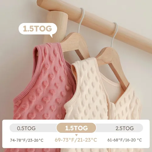 Miniatura 5 de Yoofoss TOG 1.5 - Saco de dormir de forro polar para bebé de 18 a 24 meses con puntos de felpa, manta para bebé con cremallera de 2 vías, saco